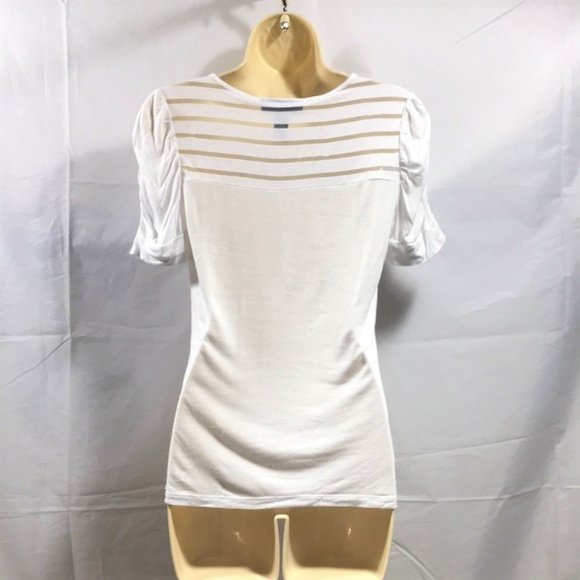 INC International Concepts Womens Top Size P/M Striped Sheer Petite Casual White - Picture 2 of 5